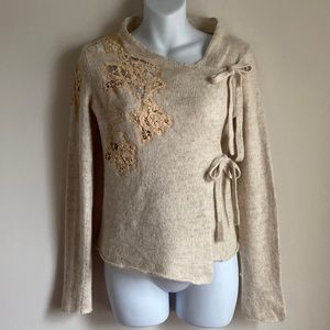 Petite COPY - VINTAGE! Anthropologie Wool & Lace Tied Sweater